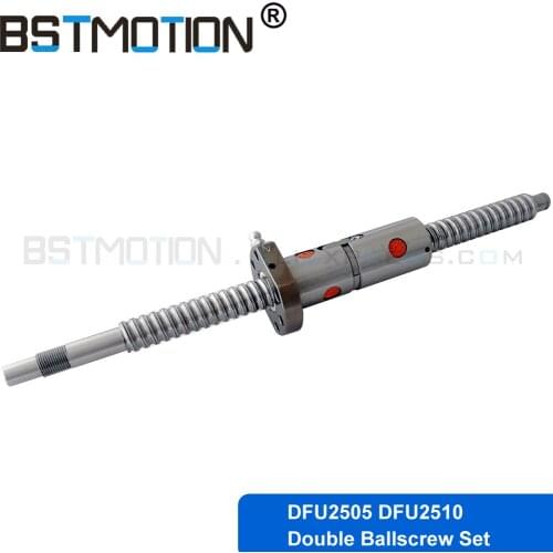 Customize Length Ballscrew 2005 2505 Ball screw with DFU2005 DFU2505 DFU2510 Double ballnut with End Machined