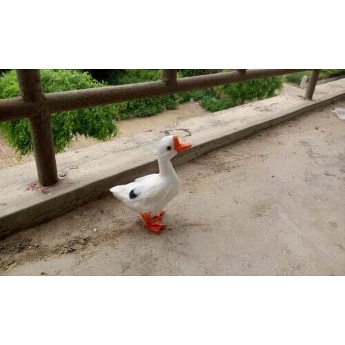 White goose hard model toy,polyethylene&furs feathers goose 13x12cm craft,prop,home decoration,Xmas gift 2502
