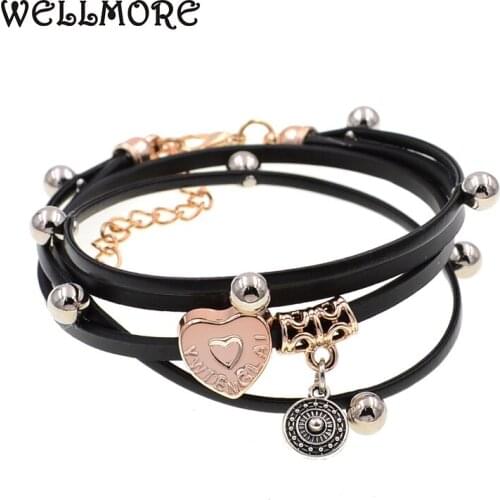 WELLMORE summer 8 colors leather bracelet lobster beads charm bracelets Bohemian bracelets for women