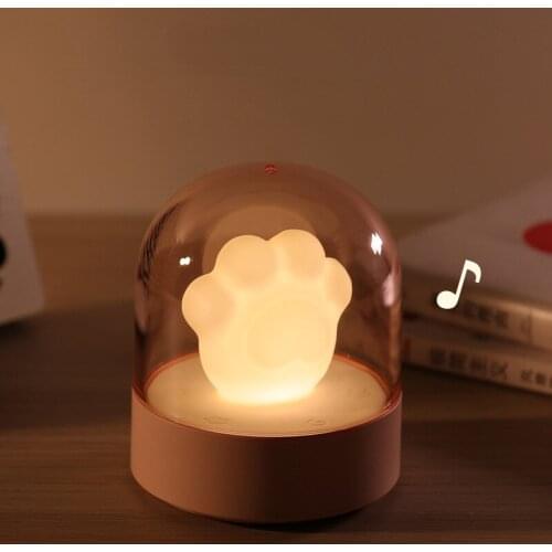 Artfunning Cat Claw Music Night Light Cute Mini Valentine Gift Bedside Lamp USB Charging Smart LED Table Lamp free shipping