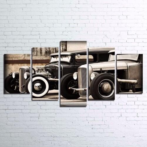 Modular Poster HD Printed Canvas Painting Frame For Living Room Wall Art 5 Pieces Hot Rod Vintage Car Pictures Home Decor