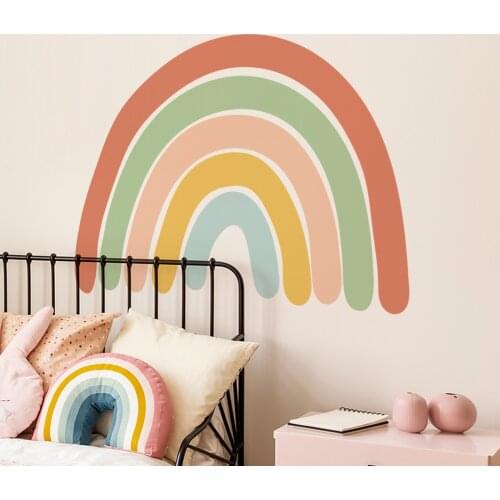 Cartoon rainbow painting Self-adhesive wall paper Nordic ins bedroom living room background decorative PVC wall stickers