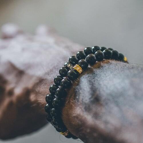 6mm Stone Beads Bracelet Set Men Bileklik Jewelry Gold Bracelets For Women Wholesale Mens Fashion Accessories New Arrival 2019