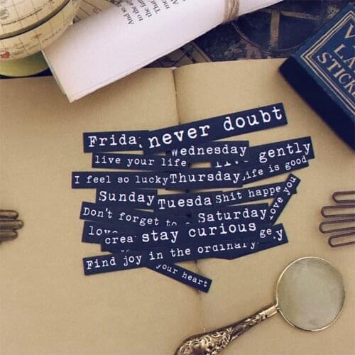 20pcs / bag Vintage inspirational black and white text sticker pack DIY scrapbooking album diary happy plan decorative stickers