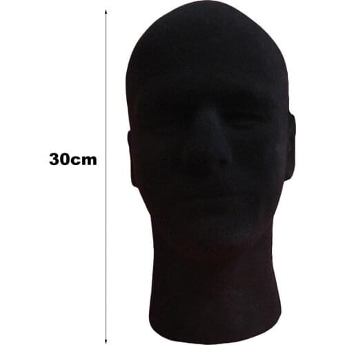 Foam Flocking Black Mold Mannequin Model Head Wig Display Stand for Home