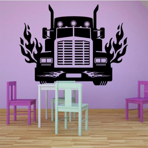 Fire Truck Wall Decal Wheel Trucks Art Interior Decor for Kids Boys Bedroom Nursery Door Window Vinyl Stickers Wallpaper Q469