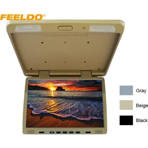 FEELDO DC12V Truck Bus 17" TFT LCD Foof Mounted Monitor Flip Down Monitor For Car DVD Player 3-Color #AM1294