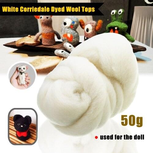 New Felting Wool 50g Milky White Corriedale Dyed Wool Tops / Roving Needle Soft Felting Wool Fibre DIY Crafts Sewing