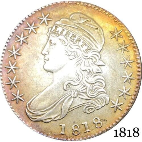 United States Of America Liberty Eagle 1818 50 Cents ½ Dollar Capped Bust Half Dollar Cupronickel Silver Plated Copy Coin