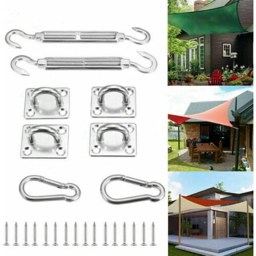 Sun Shade Sail Canopy Accessory Stainless Steel Sun Fixing Hardware Kit Turnbuckle Pad Eye Hook Screws Garden Awning Canopy Tool