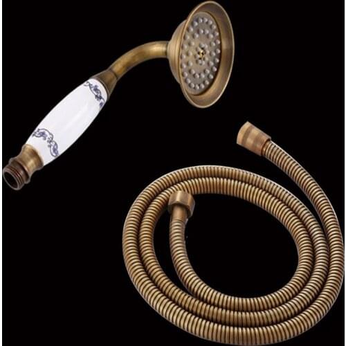 Antique Brass Telephone Style Bathroom Shower Head Water Saving Hand Held Shower Head Spray &1.5m Hose Kxz037