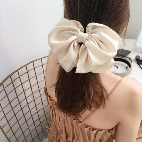 Style multi-layer satin bowknot clip hairpin hair ornament headdress retro simple polka dot rubber band hair ornament headdress