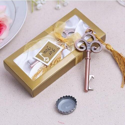Wedding Bottle Opener 20pcs/lot Bronzed Key Design With Tassel And Card Best Gift For Guest