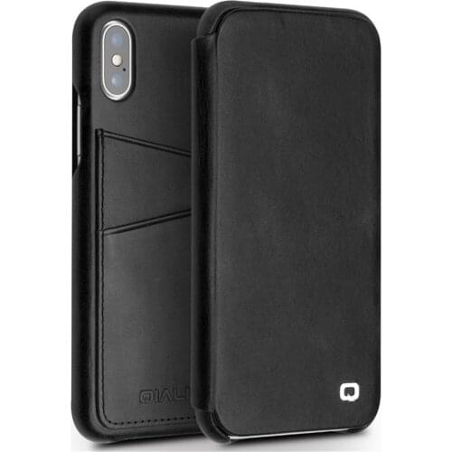 QIALINO Genuine Leather Ultrathin Case for iPhone X Fashion Luxury Bag Card Slot Flip Cover for iPhone X for 5.8 inches