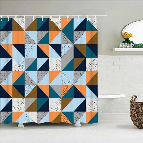 Nordic Style Art Painted Geometric Print Shower Curtain Waterproof Bathroom Decoration Home Decoration