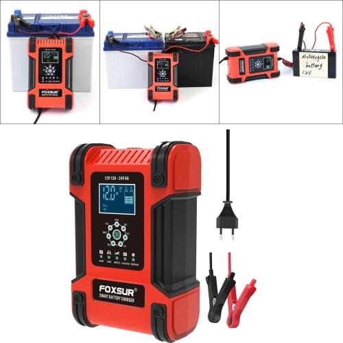Car Battery Charger 12V 12A 24V 6A Power Automatic Charge Charging EU Plug