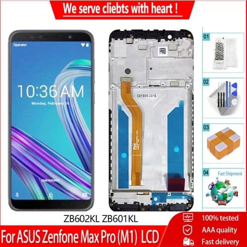 5.99" With Frame For ASUS Zenfone Max Pro M1 ZB602KL ZB601KL LCD Display Touch Screen Digitizer Assembly Replacement Free Tools