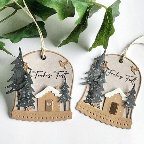 Winter Country Field House Pine Tree Cutting Dies Scrapbooking Card Album Making DIY Crafts Stencil Supplies New 2020