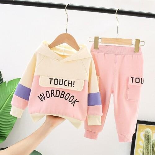 Winter Children Cartoon Clothes Baby Boys Girls Thick Cotton Hoodies Pants add velvet Toddler Fashion Clothing Kid Casual suits
