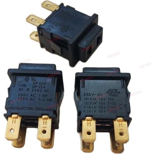 1PCS New British ARCOLECTRIC Square Self-locking Button Switch 4 Pin 16A Vacuum Cleaner Power Button Switch
