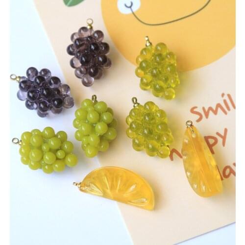 10 PCS Stereoscopic Fruit Grapes Oranges Pendant Resin Charms DIY Jewelry Accessory Handmade Decorations