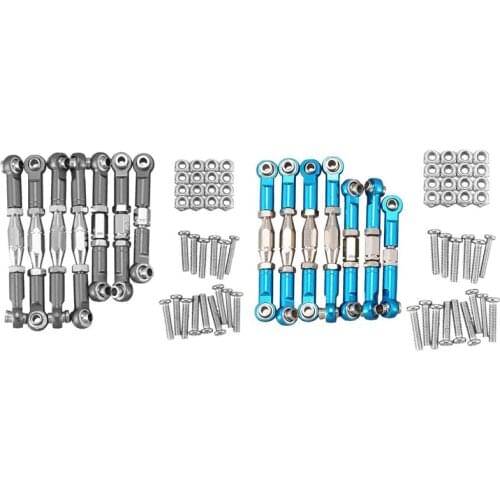 2set for WLtoys 144001 1/14 RC Car Spare Parts Metal Linkage Servo Pull Rod Steering Tie Rod Set,Blue & Grey