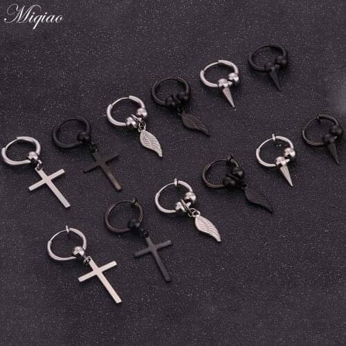 Miqiao 2pcs Trend Personality Feather Pendant Earrings Body Piercing Jewelry