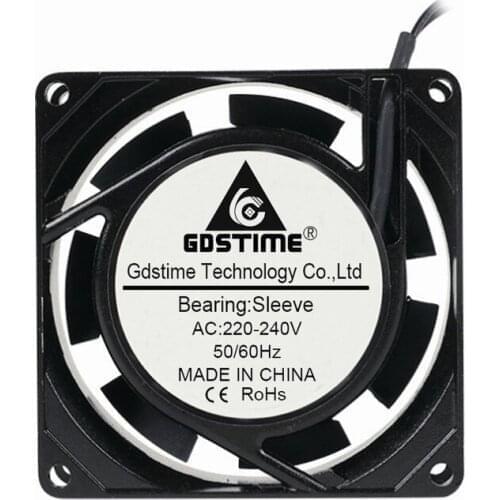 20 pieces Gdstime AC 220V 240V 2 wire 8cm 8025s Cooler 80mm 80x80x25mm Motor Brushless Cooling Fan