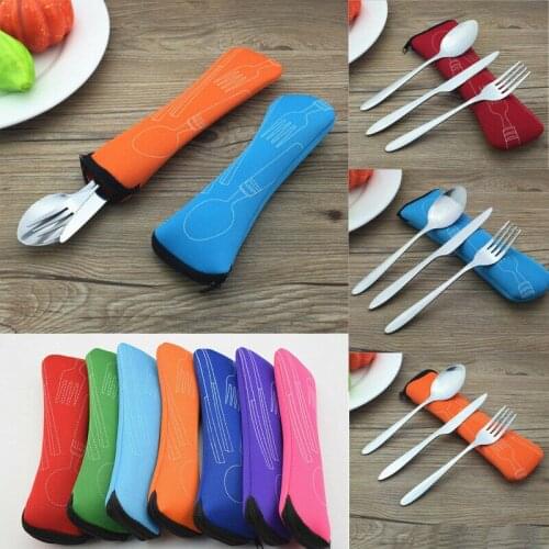 2019 New Portable Reusable Spoon Fork Travel Chopsticks Wheat Straw Tableware Cutlery Set Dinnerware Sets