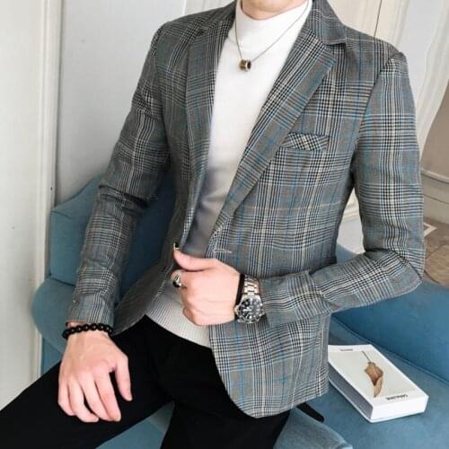 2021Brand clothing Mens spring slim fit Leisure plaid business suit/Male High quality coton Blazers jacket/suit coats clothing
