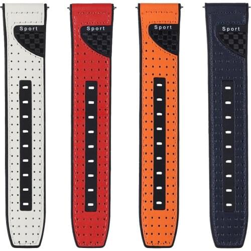 22mm Soft Silicone+Leather Bracelet for Samsung Galaxy Watch 3 Strap 45mm 46mm/Gear S3 Band for Garmin Vivoactive 4 Sport Belt