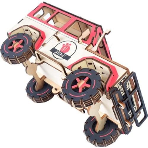 3D Puzzle DIY Creative Thunder SUV Wooden Model Building Kit Toy Hobby Gift for Kids Adult P76