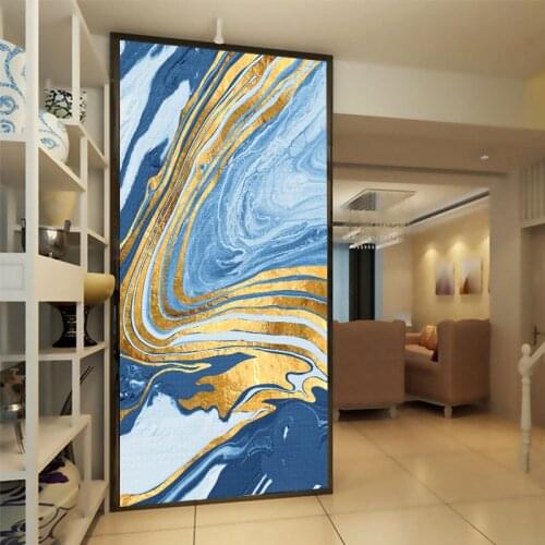 DDHH Abstract Blue Gold Wall Art Paintings Scandinavian Style Canvas Poster Print Modern Pictures For Living Room Home Decor