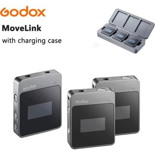 Godox MoveLink M1 M2 Wireless Lavalier Microphone System 2.4GHz Dual Channel for Camera Phone Type C Lightning Mobile Video Mic