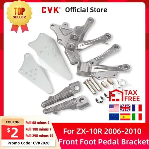 CVK Front Foot Rests Pedal Bracket Assembly Kit For Kawasaki ZX-10R 636 2006 2007 2008 2009 2010 ZX10R 06-10 Motorcycle Parts