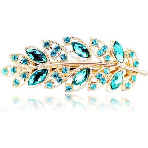 Lady Hair Clip Leaf Rhinestone Barrette Headband Headwear Accessories Christmas Gifts