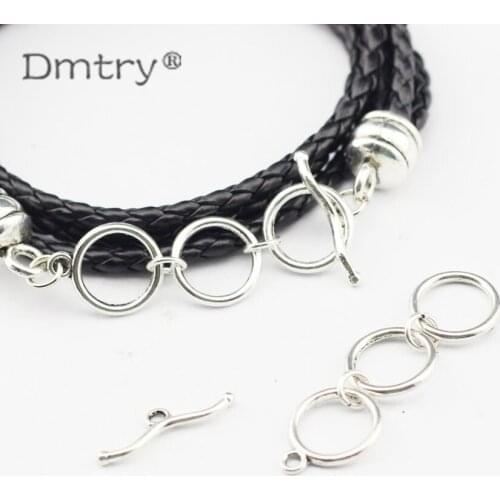 Dmtry 5set Zinc Alloy Silver Plated Jewelry Making Findings Diy Bracelet OT Toggle Clasps Jewelry Findings Accessories LC0106