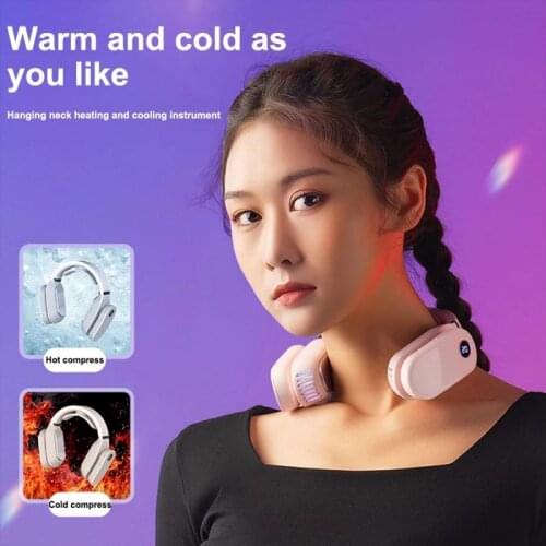 Electric Hanging Neck Air Conditioner Portable Adjustable Cooling Heater Heating Bladeless Fan Wearable Neck Massager Outdoor