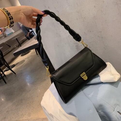 French Niche Braided Shoulder Strap Baguette Underarm Bag Shoulder Messenger Bag Trendy Fashion