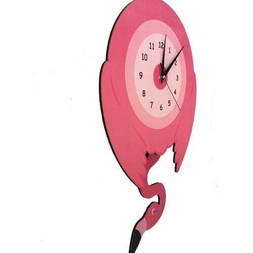 Goodtime Flamingo Decorative Swinging Pendulum Wall Clock MDF Wooden Home Needles Design Free Shipping
