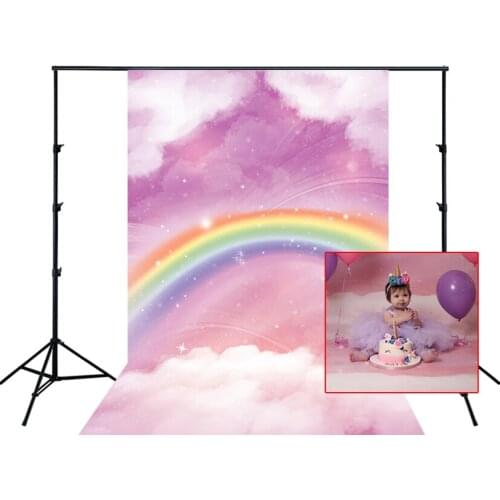 HUAYI Photography Backdrop Fantasy Pink Rainbow Clouds Photo Booth Background Newborns Child Birthday Studio Backdrop XT-5680