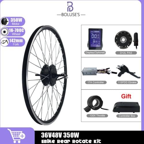 Electric Bicycle Bike Conversion Kit 36V48V 350W Rear Brushless Gear Rotate Wheel Hub Motor For Electric motor bike kit with LCD