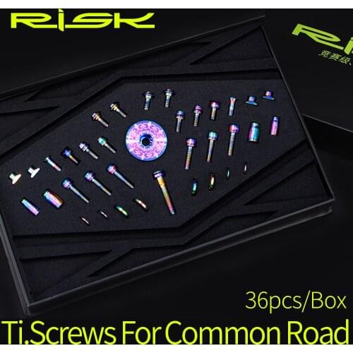 RISK RT017 Bike Titanium Alloy Fixing Bolts Screws Set For Common Road Bicycle Front Rear Derailleur Brake Shoes Fixing Stem Cap