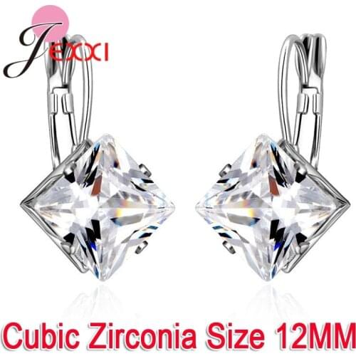 Beautiful AAA Austria Clear Zircon Pendant Drop Earrings For Women 925 Sterling Silver Lady Party Ear Jewelry Accessory Bijoux