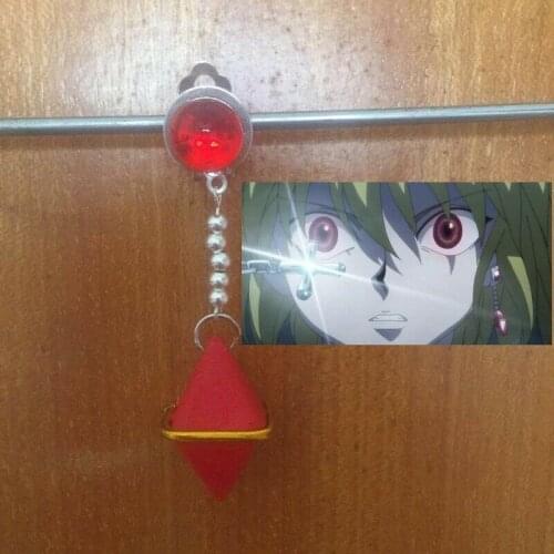 Hunter X Hunter Kurapika Cosplay Red Earrings Ear Clip Halloween Carnival Cosplay Costume Accessories