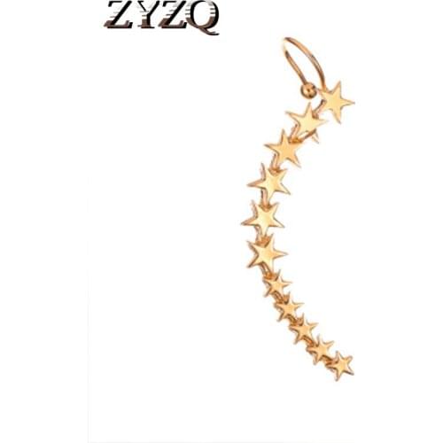 ZYZQ Hot Selling Ear Clip For Women With Star Full Paved Trendy Korean Style Birthday Gift Wholesale Lots&Bulk Jewelry Earrings