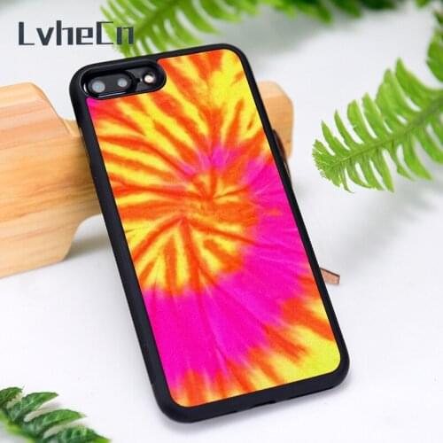 LvheCn Silicone Rubber Phone Case Cover for iPhone 6 6S 7 8 Plus X XS XR 11 12 Mini Pro Max Swirl Tie Dye