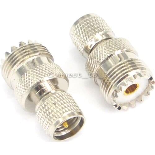 2 Pieces Mini UHF Plug Male Pin to UHF Jack Female Pin Coaxial Straight Connector RF Adapters