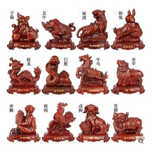 Appearance modeling animal sandalwood color to attract wealth desktop dec rat Bovine tiger snake Horse pig dog decorative crafts
