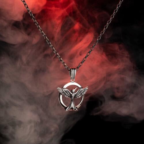 925 Sterling Silver Rising Phoenix Necklace Mens Necklace Silver Chain Necklace Phoenix Bird Pendant Rebirth Necklace